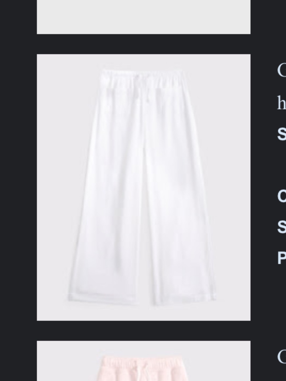 abercrombie kids White Wide-Leg Sweatpants